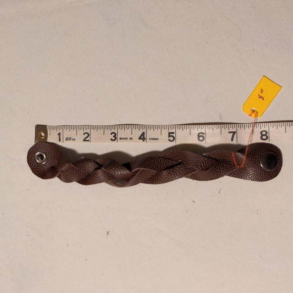 NEW!  Unisex Handmade Genuine Leather Braided Bracelet Brown Gunmetal #11 - Picture 2 of 7